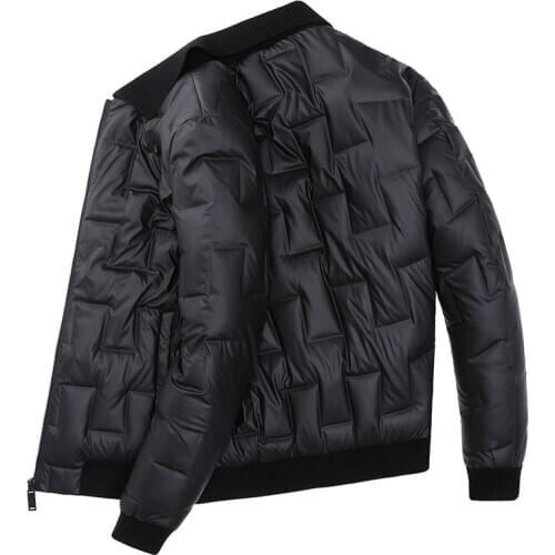 Brand Down Jacket Men Casual Fashion Striped Autumn Winter Jacket Men Thick Warm White Duck Down Coat Male Clothes Size L-5XL