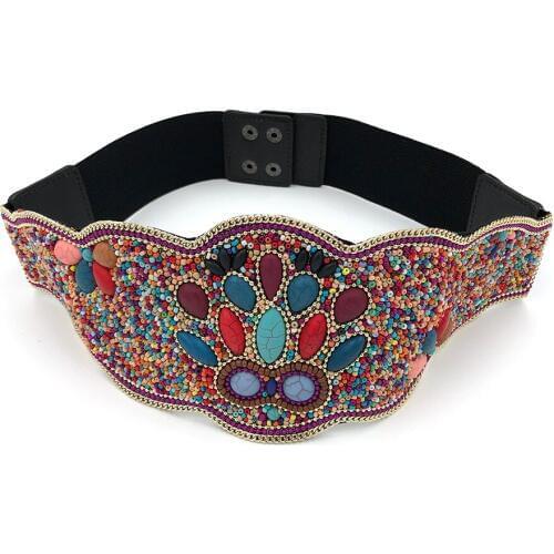 Gypsy Boho Chic Turkish Shimmy Elastic band Dance Body Chain tribal Ethnic Sash Belt Dresses Retro Leather Belt Cummerbunds