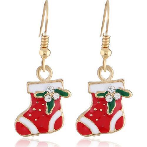 Hot Creative Christmas Ornaments Dangle Earrings For Women Stylish Christmas sock Drop Earrings jewelry for gift
