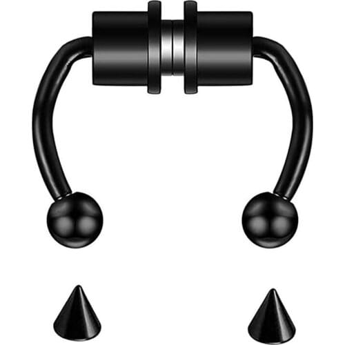 1 Set Magnetic Septum Nose Ring Horseshoe Fake Nose Ring Hoop Reusable Nose Ring Hoop Non-Piercing 316L Stainless Steel