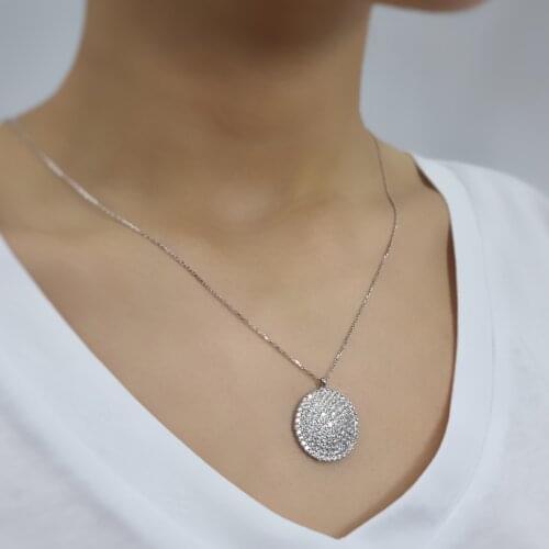 Big Round 925 Sterling Silver, Gold, Rose Plated Zircon Necklace For Women Girls Handmade Fashion Jewelry Elegant Minimalist