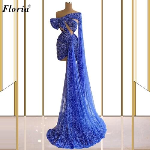 Royal Blue Short Celebrity Dresses Special Design Red Carpet Runway Dresses Bead Couture Gowns Photography вечернее платье 2021