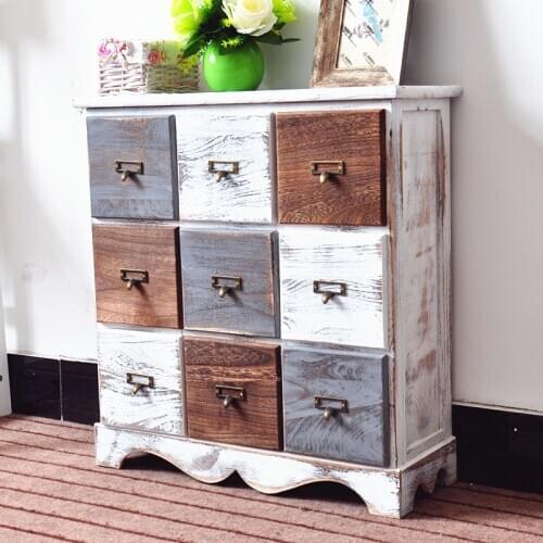 Creative Nordic simple solid wood home furniture bedroom bedside cabinet kitchen furniture retro style living room storage table