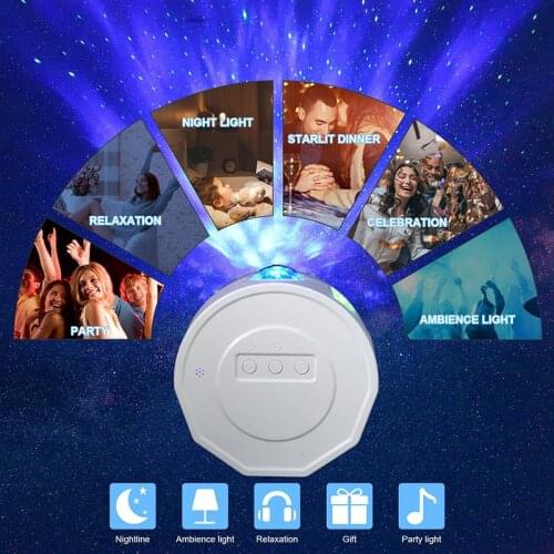 Remote Star Galaxy Laser Projector Starry Sky Led White Moon Water Wave Bedrooms Kid Room Party Holiday Wedding Night KTV Club