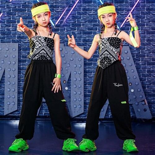 Girls Summer Jazz Dance Costumes ChildrenS Hip-Hop Dancer Outfits Jazz Navel Show Clothes Hip Hop Dance Rave Clothes DQS7620