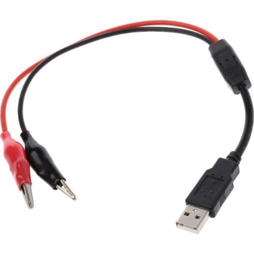 Copper Alligator Clips with Wire Male USB Connector Test Leads Crocodile Clamp