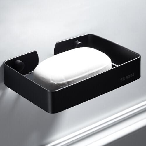 304 Stainless Steel Soap Box Bathroom Hardware Accessories Soap Dish Wall Mounted Matte Black Shower Soap Basket
