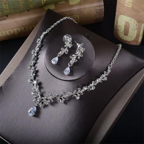 CC necklace and earring jewelry sets cubic zircon wedding bride accessories branch shape 2pcs set for lovers party beach tl205