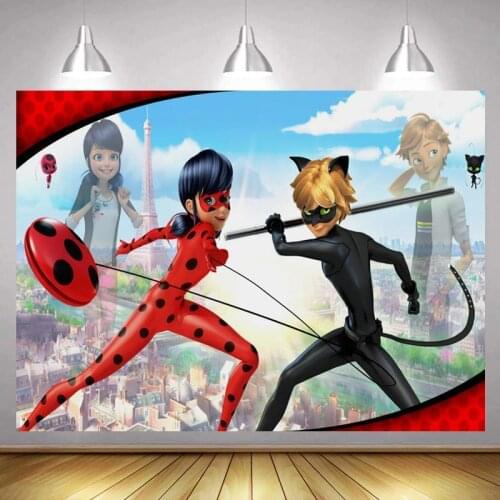 Insect Red Girl Birthday Photo Background Fox Turtle Heros Cartoon Backdrops Kids Party Celebration Cake Table Decor Poster