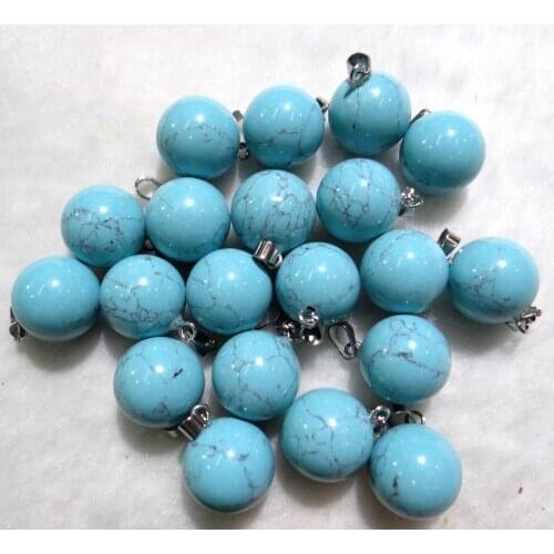 Natural stone Quartz Crystal Turquoises lapis opal tiger eye Ball pendants for diy jewelry making necklace Accessories50pcs P10