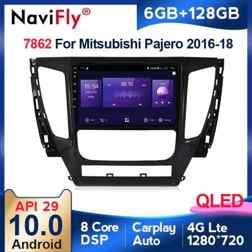 NaviFly 7862 QLED Screen 1280*720 Android 10.0 For Mitsubishi Pajero 3 2016 - 2018 Car Radio Multimedia Video Player Navigation
