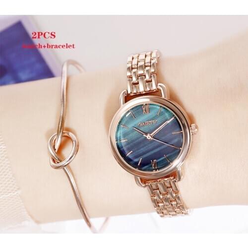 2020 New Women Wrist Watch Fashion Ladies Watches Simple Quartz Watch With Bracelet 2Pcs Set Ladies Wristwatch Female Clock