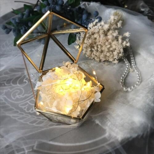 New Personalized Wedding Glass Ring Box Hexagon Box Stained Glass Ring Pillow Wedding Copper Ring Box