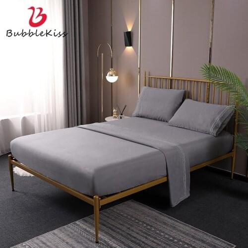 Bubble Kiss Solid Color Sheet Set Fitted Bed Sheet Pillowcases Flat Bed Sheet Bedclothes Coverlet (No Filler/Quilt Cover Inside)