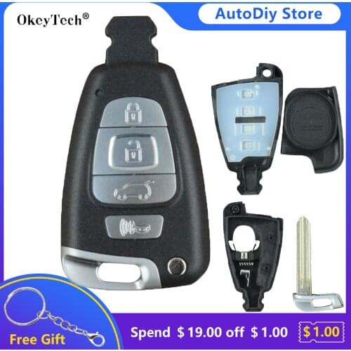 Okeytech Newest 4 Button Modified Insert Blade Remote Control Car Key Shell Fob For Hyundai Veracruz Ix55 2007-2013 95440-3J600