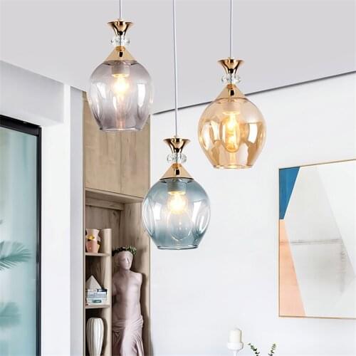 Nordic Restaurant Magic Bean Glass Pendant Lights LED Living Room Bedroom Gradient Hanging Lights Luxury Bar Dining Room Lamp