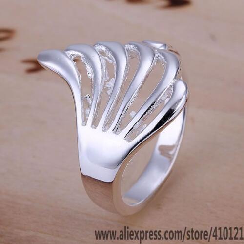 R118 Lucky Charm Silver Color Rings For Women Jewelry Wholesale Women Accessorie Fashion Hollow Wing Ring /dtramkya Eonanfua