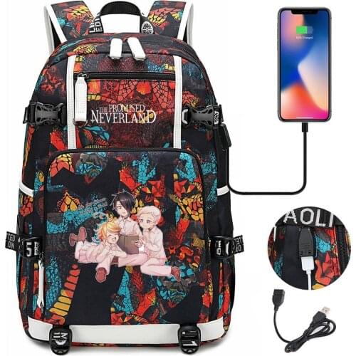 Anime The Promised Neverland Backpack Fashion Men Women Travel Shoulder Laptop Bags Cosplay Kids Teens School Bags Bookbag