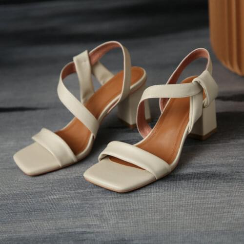 SKLFGXZY Summer New Arrival Genuine Leather Sandals Womens Shoes High Heels Fashion Party European Style
