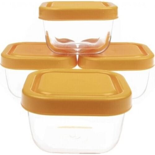 Modern Pasabahce Snowbox 4 Pcs Glass storage Container-Orange organizer storage box органайзер rangement коробка для хранения