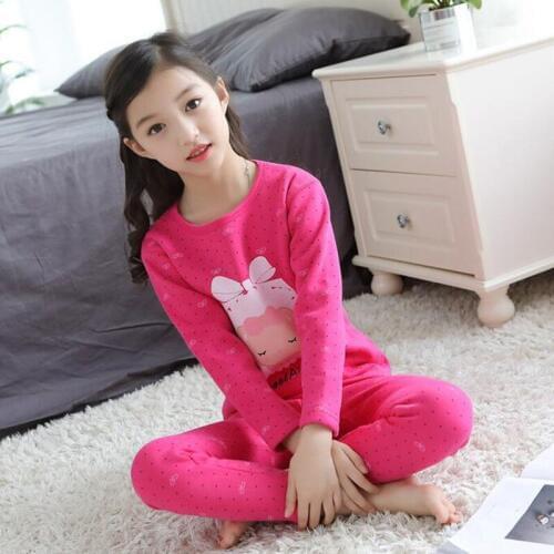 H5732 Girls Warm Pajamas Teenager Plus Velvet Thickened Autumn Winter Sleepwear Nightgown Long Sleeve Student Nightwear Suit