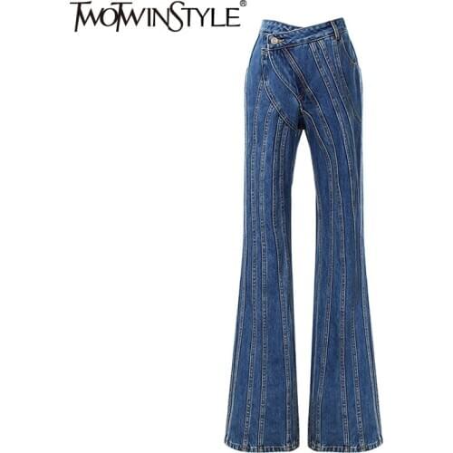 Женские джинсы клеш TWOTWINSTYLE China At AliExpress