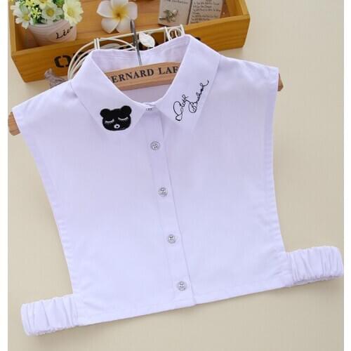 YSMILE Y Women Cartoon Embroidery Fake Collar Fashion Adjust Remove Decoration Collar White Shirt Blouse Clothes Accessories B99