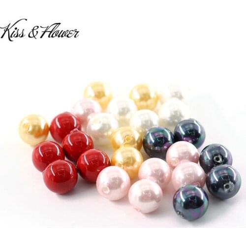 KISS&FLOWER LB36 6 8 10 12 14 16mm Natural Stone Jewelry DIY Making Accessories Bracelet Necklace Half Hole Shell Pearl Beads