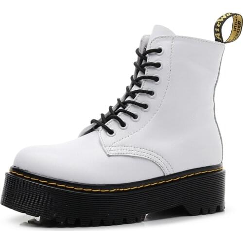 Retro Womens Martin Boots Thick Womens Ankle Boots Winter Womens Leisure Locomotive Boots Ladies Platform Bota Femenina