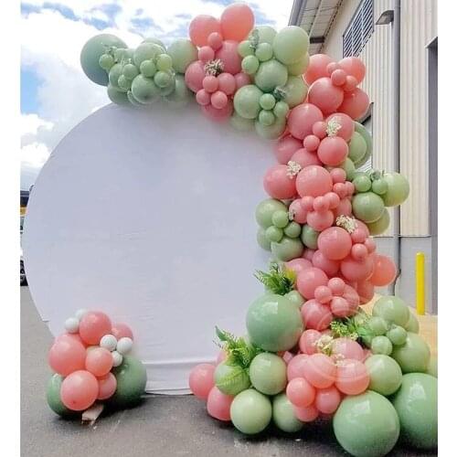 102pcs Bean Green Balloon Garland Arch Kit Retro Pink Color Balloon Wedding Birthday Party Baby Shower Decorations Helium Globos