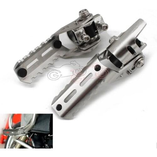 2 Pcs Silver Steel Motorcycle Highway Front Pegs Footrests Foot Pegs Fits For BMW UPPER CRASHBARS R1200GS LC ADV 2013-17 Models