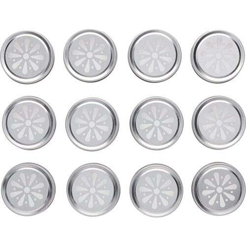 24 Pcs Hollow Flower-Shaped Daisy Mason Jar Straw Cap Spiral Glass Bottle Round Metal Tinplate Cap,Mason Jar Lids