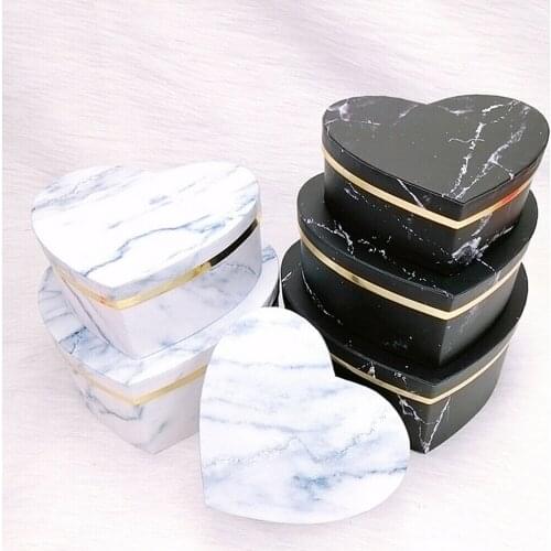 3 Heart Shaped Marbled Gift Box Candy Containeir Packaging Wedding Party Case DIY Gift Box Present Case For Ring Bangle Jewel