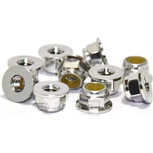 4pcs M2 M3 M4 M5 M6 Aluminum Nylon Locking Nut Flange Head Nuts Silver Color