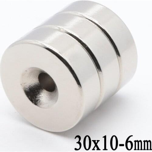 5pcs 30x10 mm Hole 6 mm Super Strong Ring Loop Countersunk Magnet Rare Earth Neo Neodymium Magnets Cylinder 6mm