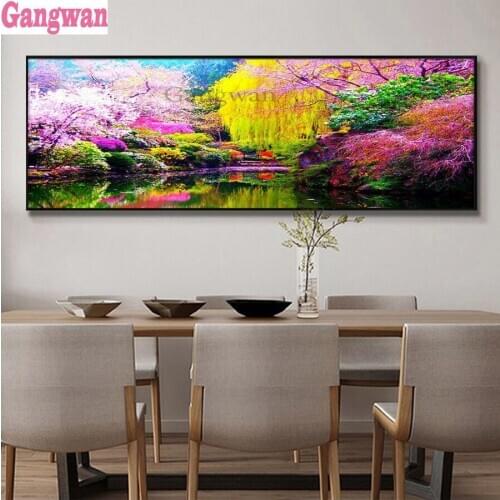 Diamond Painting color flower tree Landscape lake Cross Stitch Kits Handicrafts 5D DIY Diamond Embroidery large Home Decoration