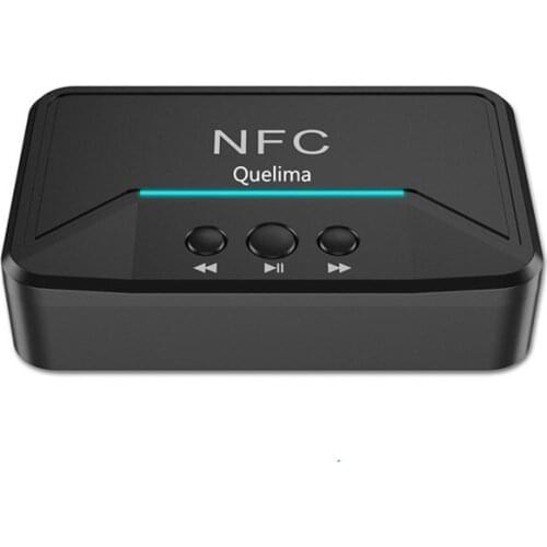 Quelima NFC Bluetooth 5.0 EDR Receiver Wireless Audio Adapter With RCA 3.5MM AUX Jack Stereo Music Receiver