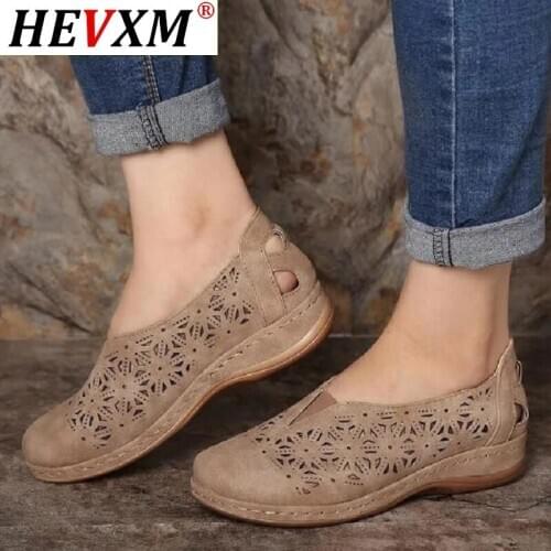 Women Sandals 2020 Vintage Casual Ladies Flats Shoes Sandals Women Summer Hollow Out Breathable Wedges Shoes Slip On Female Shoe