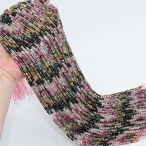 Natural Multiple Color Tourmaline Faceted Rondelle Beads 3.8mm, Thickness 2.5mm