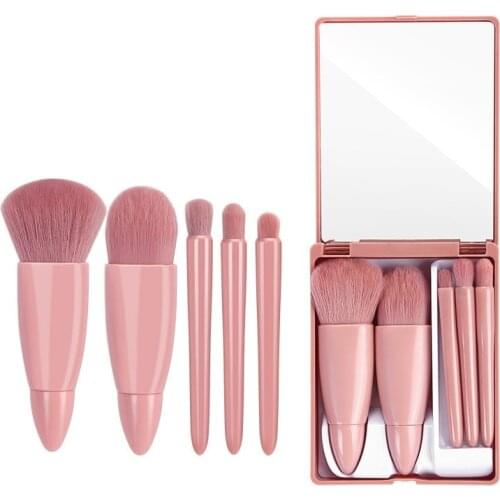 CETOOM Makeup Brushes Pro Pink Brush Set Powder Professional Makeup Brush 5 Piece Set Makeup Brush Set With Holder And Mirror