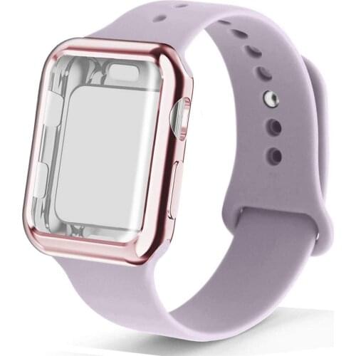 Case+strap for apple watch band 44mm 40mm iwatch band 42mm 38mm silicone belt correa watchband bracelet apple watch 6 SE 5 4 3 2