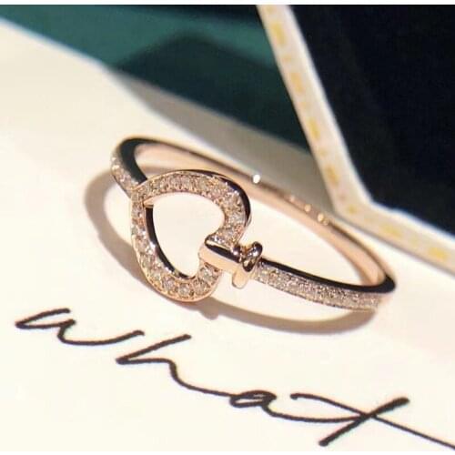 Elegant Heart Shape Gold Color Metal Adjustable Opening Ring Female Creative Finger Rings Trendy Party Jewelry Accessories