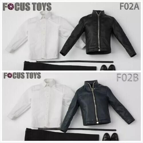 FOCUSTOYS F02 1:6 scale doll clothing trendy motorcycle leather suit soldier doll clothing 12 inches