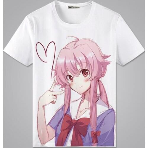 Future Diary Cosplay T Shirt Mirai Nikki Amano Yukiteru Gasai Yuno Cartoon Summer T-Shirt Women/Men Top Tee Cosplay Costume