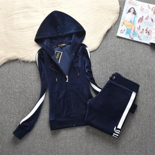 Juicy Lovers Brand Autumn Women Sporting Suits Outdoor Velvet Casual Womens Tracksuits Hooded Collar Jogging Sportswear suit