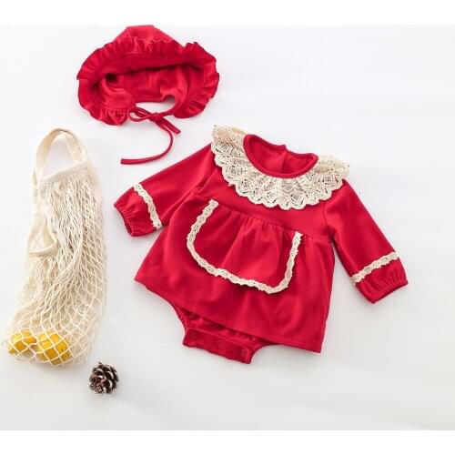 8653 Baby One-piece Clothes Girls Romper Skirt Autumn 2021 Outdoor Clothes Girls Climbing Clothes Toddler Kids Romper With Hat