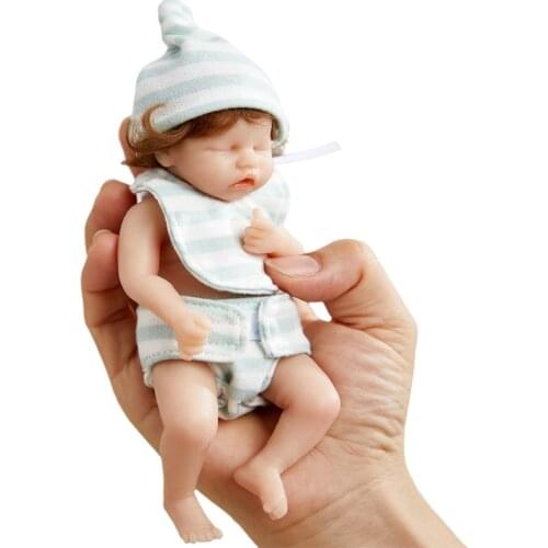 6in Mini Reborns Doll Baby Girl Doll Full Body Silicone Realistic Artificial Soft Toy with Rooted Hair Popular Gifts
