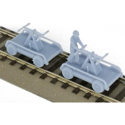 Outland Models Railroad Trolley Handcar Set 1:87 HO Scale Railroad Scenery