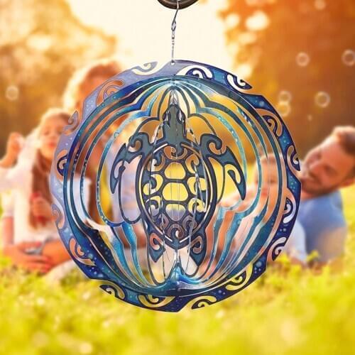 Sea Turtle Wind Spinner 3D Turtle Rotating Ocean Wind Chime Garden Decor Ornament Foldable Turtle Spinner Home Decoration