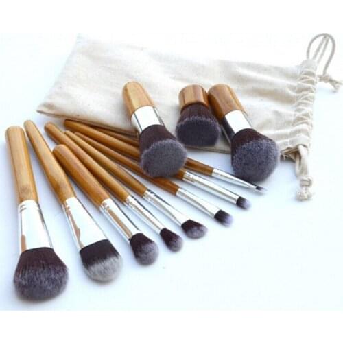 50sets 11pcs/set Professional Make Up Tools Wood Handle Foundation Concealer Brush Set Kit